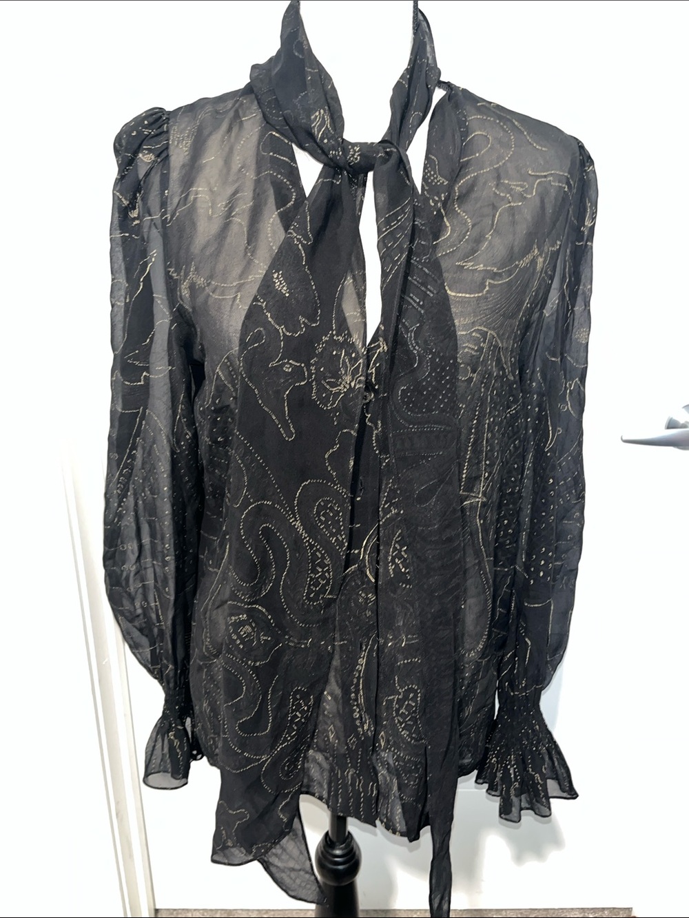 Robert Cavalli 💯 Silk Tie Top Dark Fairy Romantic Whimsigoth Goth Victorian Emo
